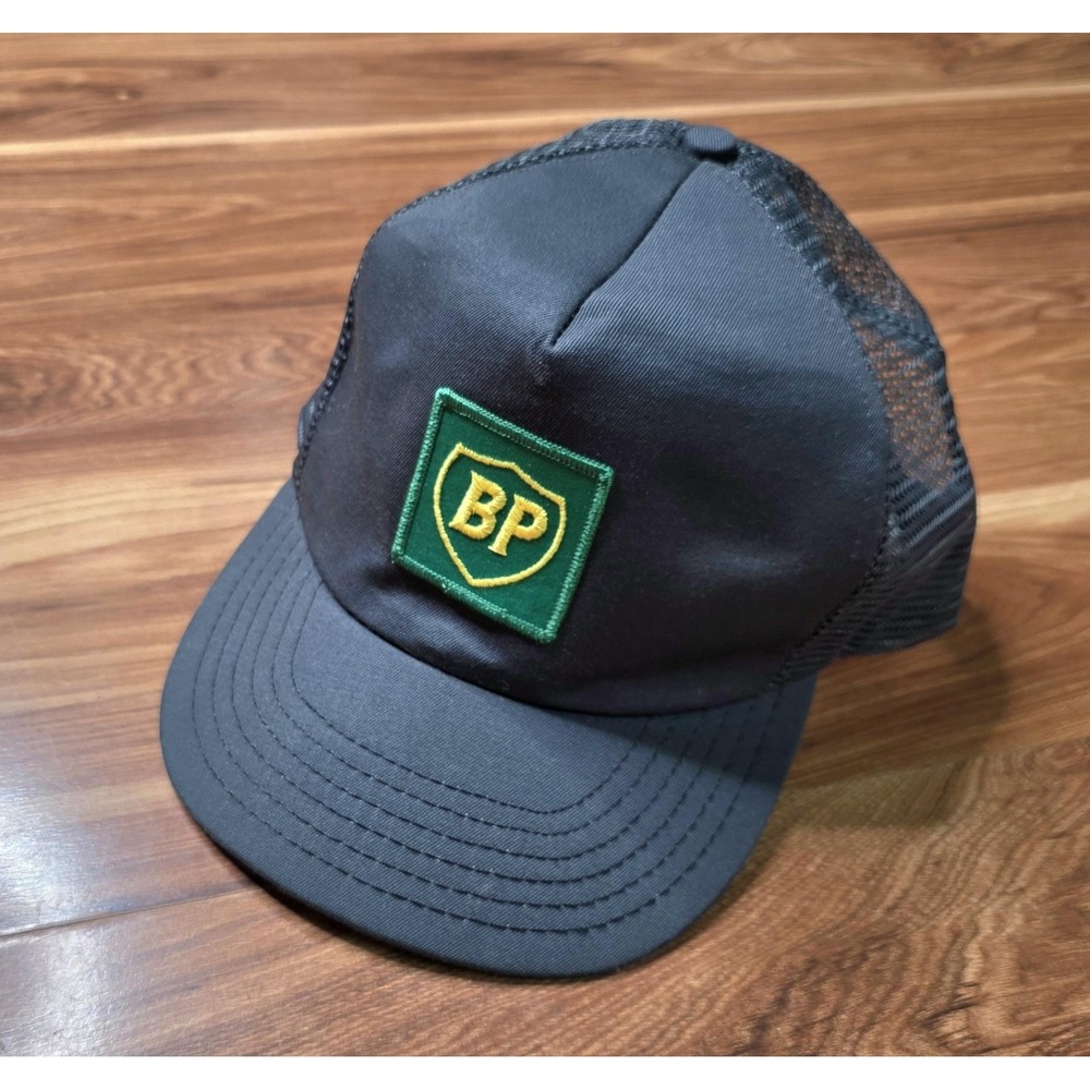 Todd Hat Cap Trucker Snap Back Mens One Size Black Mesh BP Logo Vtg USA